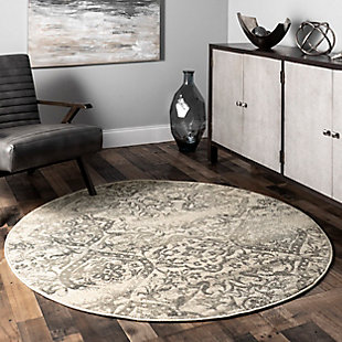 nuLOOM Freja Faded Floral Area Rug, Gray, rollover