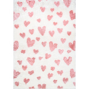 nuLOOM Alison Heart Shag 3' 3" x 5' Rug, Pink, large