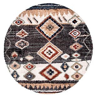 nuLOOM Southwestern Rosemarie Moroccan Tassel Shag 4' x 4' Rug, Gray, large