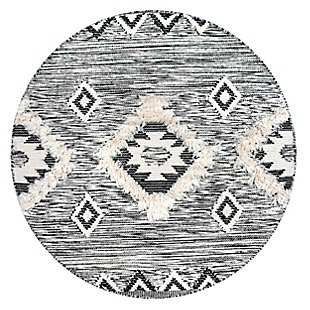 nuLOOM Savannah Moroccan Fringe 6' x 6' Rug, Black, large