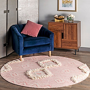 nuLOOM Savannah Moroccan Tasseled Wool Area Rug, Pink, rollover