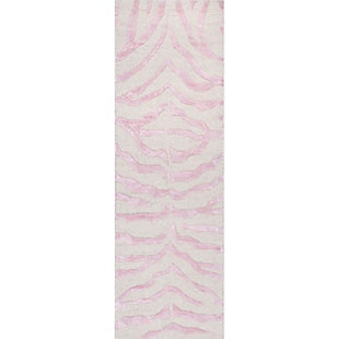 nuLOOM Hand Tufted Plush Zebra 2' x 6' Runner, Pink, large