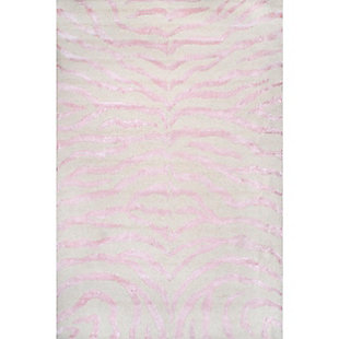 nuLOOM Hand Tufted Plush Zebra 6' x 9' Rug, Pink, large