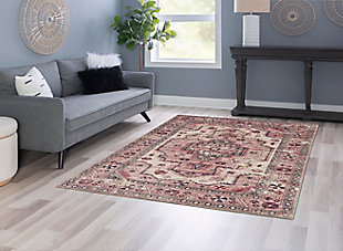 Linon Washable Indie 5' x 7' Area Rug, Ivory, rollover