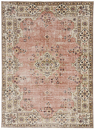 Linon Washable Hayden 3' x 5' Accent Rug, Pink, large