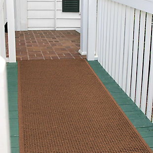 Bungalow Flooring Aqua Shield Squares 3' x 7' Indoor/Outdoor Mat, Dark Brown, rollover