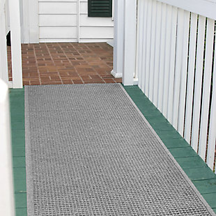 Bungalow Flooring Waterhog Squares 3' x 7' Indoor/Outdoor Mat, Light Gray, rollover