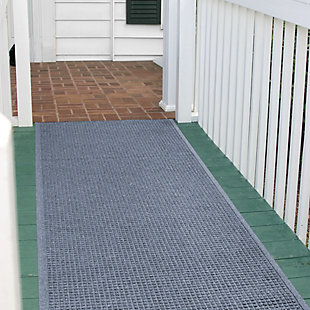 Bungalow Flooring Aqua Shield Squares 3' x 7' Indoor/Outdoor Mat, Bluestone, rollover