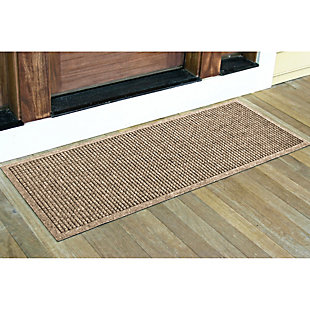 Bungalow Flooring Aqua Shield Squares 1'8" x 5' Indoor/Outdoor Runner, Beige, rollover