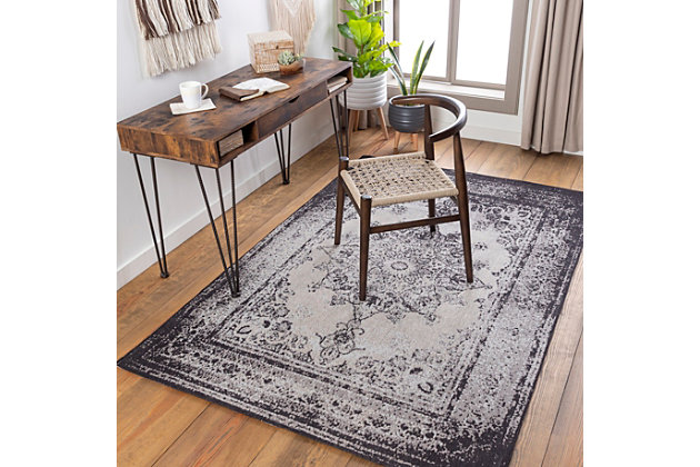 The Amsterdam Accent Rug showcases a timeless style of elegance, comfort and sophistication. The meticulously woven construction of this piece boasts durability and will add natural charm to your decor. Made with chenille polyester, this rug has no pile. Made of chenille polyester | Handwoven | 1-year limited warranty | Imported