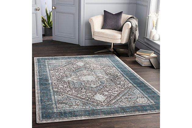 The Couture Accent Rug showcases a timeless style of elegance, comfort and sophistication. The meticulously woven construction of this piece boasts durability and will add natural charm to your decor. Made with polyester, this rug has a low pile. Made of polyester | Machine woven | 1-year limited warranty | Imported
