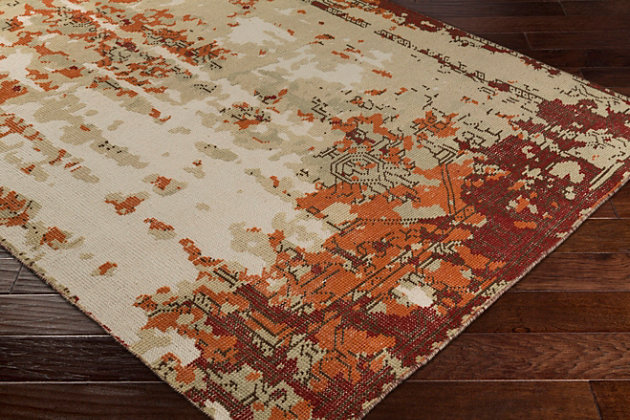 The Hoboken Accent Rug showcases a timeless style of elegance, comfort and sophistication. This hand-knotted rug has a durability that can't be found in other handmade constructions. It can also be thoroughly cleaned, because it contains no chemicals that react to water (such as glue). Made with wool, this rug has no pile. Made of wool | Hand-knotted | 1-year limited warranty | Imported