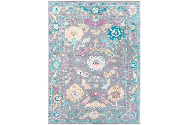 The Ushak Accent Rug showcases a timeless style of elegance, comfort and sophistication. This hand-knotted rug has a durability that can't be found in other handmade constructions. It can also be thoroughly cleaned, because it contains no chemicals that react to water (such as glue). Made with wool, this rug has a low pile. Made of wool | Hand-knotted | 1-year limited warranty | Imported
