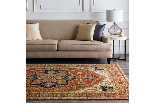 The Zeus Accent Rug showcases a timeless style of elegance, comfort and sophistication. This hand-knotted rug has a durability that can't be found in other handmade constructions. It can also be thoroughly cleaned, because it contains no chemicals that react to water (such as glue). Made with New Zealand wool, this rug has a low pile. Made of New Zealand wool | Hand-knotted | 1-year limited warranty | Imported