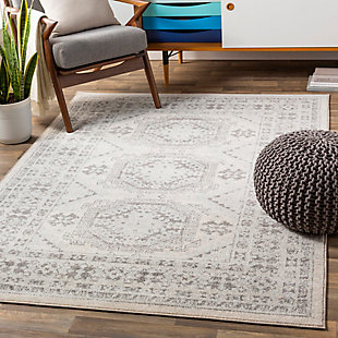 Surya Chester 5'3" x 5'3" Round Area Rug, Ash/Charcoal/Khaki, rollover