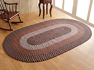 Better Trends Alpine Braid Collection Reversible 7'3" x 9'3" Oval Area Rug, Burgundy Stripe, rollover