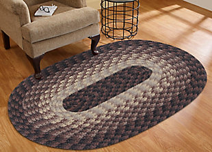Better Trends Alpine Braid Collection Reversible 7'3" x 9'3" Oval Area Rug, Chocolate Stripe, rollover