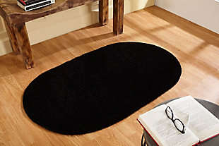 Better Trends Chenille Braid Collection Reversible 2'5" x 4'2" Oval Accent Rug, Black, rollover