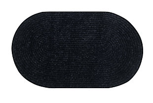 Better Trends Chenille Braid Collection Reversible 2'5" x 4'2" Oval Accent Rug, Black, large