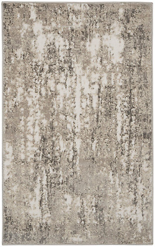 Surround yourself in softness with the ethereal beauty of this abstract cyrus area rug. It's the perfect modern neutral in a spectrum of grays, power-woven in a low-profile, cut pile that is super-soft to the touch. Anchor your living room, dining room, bedroom, foyer or even a playroom with this contemporary rug.Made of polypropylene and polyester | Machine made | Thin pile (less than 0.5" high) | Power-loomed | Vacuum regularly (no beater bar) | Low shedding | Rug pad recommended | Recommended for areas with moderate foot traffic | Imported