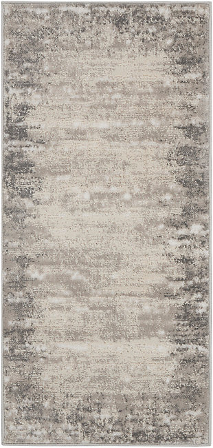 Nourison Cyrus 2' X 4' Abstract Runner, Ivory/Gray, large