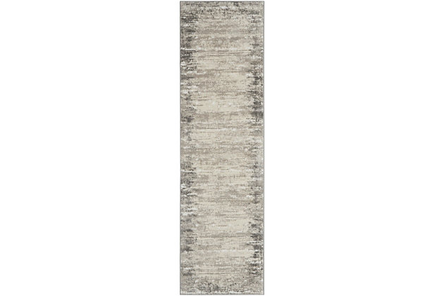 This dreamy runner's abstract design drifts from ivory to gray for perfectly modern versatility. Irresistably soft for ultimate comfort, it's a natural fit for any room.Made of polypropylene and polyester | Machine made | Thin pile (less than 0.5" high) | Power-loomed | Vacuum regularly (no beater bar) | Low shedding | Rug pad recommended | Recommended for areas with moderate foot traffic | Imported