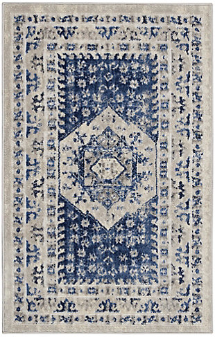 Add a sense of drama to any room with this elegant area rug. Inspired by persian rug traditions, the floral design with center medallions is refined for modern sensibility with soft and easy-care fibers.Made of polypropylene and polyester | Machine made | Thin pile (less than 0.5" high) | Power-loomed | Pile shedding is a normal characteristic of quality area rugs; avoid pulling yarn knots out of surface pile. Use scissors to clip them off even with rug surface. Clean spills immediately by blotting with a clean sponge or cloth. Professionally clean only | Low shedding | Rug pad recommended | Recommended for areas with moderate foot traffic | Imported
