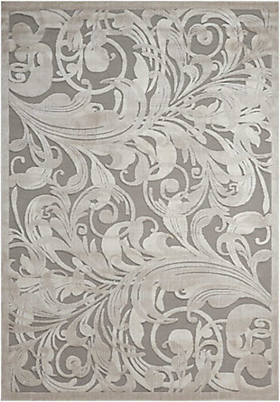 Nourison Graphic Illusions 2'3" X 3'9" Camel Botanical Accent Rug, Gray/Camel, large