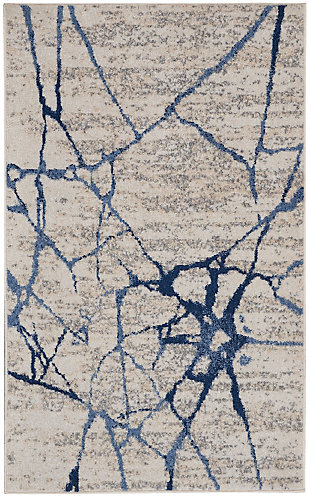 Nourison River Flow 3'2" X 5' Abstract Accent Rug, Ivory Blue, large