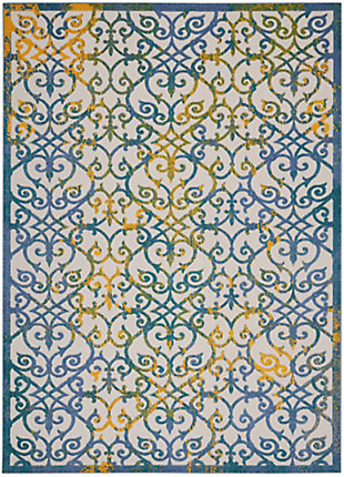 Nourison Aloha 9' x 12' Floral Outdoor Area Rug, Yellow, large