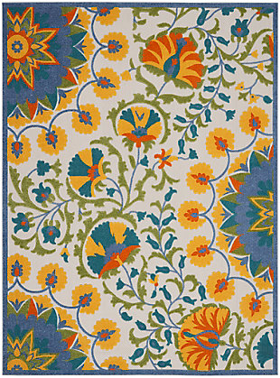 Nourison Aloha 9' X 12' Floral Outdoor Area Rug, Yellow, large