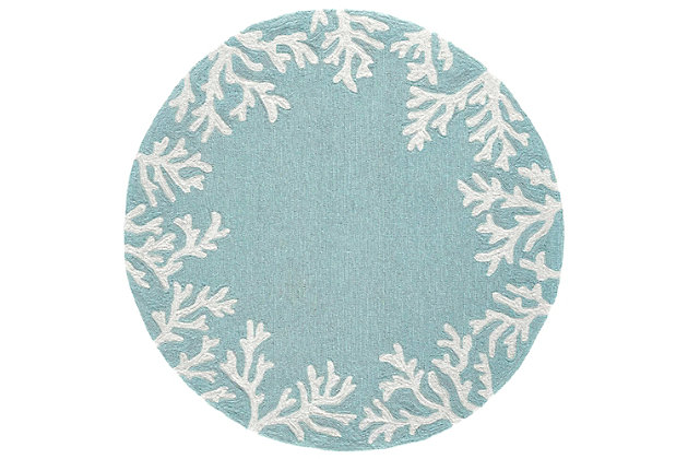 The Fortina rug's simple, fashionable pattern lends itself well to the hand-tufted construction, while sophistication is achieved through the vibrant blended colors. Hand-hooked with weather-resistant fiber, this rug blends comfort, softness and durability. It features vivid color and is treated for added fade resistance.Made of polyester | Thin pile (1/4" to 1/2") | Outdoor, entryway, kitchen, dining room, bedroom, living room | Floor heating safe | Uv stabilized to prevent fading | Perfect for indoor or outdoor use | Designed by liora manne | Easy care and maintenance
