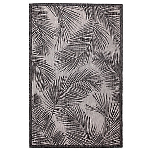 Transocean Mateo Tropical Leaf Outdoor 6'6" X 9'3" Area Rug, Black, large