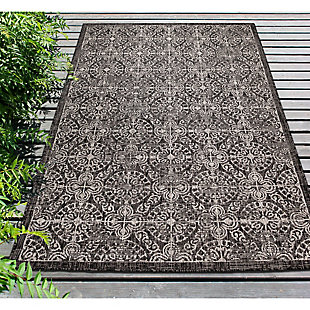 Transocean Mateo Embellished Tile Outdoor 3'3" X 4'11" Accent Rug, Black, rollover