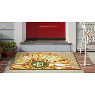 Transocean Deckside Happy Flower Outdoor 2' x 3' Accent Rug, Yellow, large