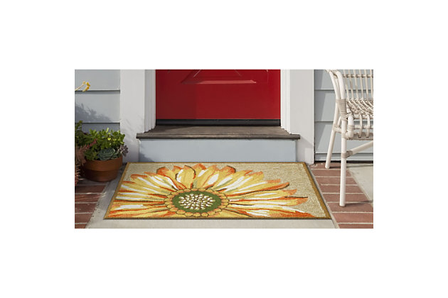 Any nature lover will surely enjoy this Deckside rug's playful, novel design. The richly blended colors will be a great accent to any decor. Hand-hooked with weather-resistant fiber, this rug blends comfort, softness and durability. It's remarkably easy to clean and treated for added fade resistance.Made of polyester | Thin pile (1/4" to 1/2") | Ideal for kitchen, entryway, or outdoors | UV stabilized to prevent fading | Perfect for indoor or outdoor use | Designed by Liora Manne | Easy care and maintenance