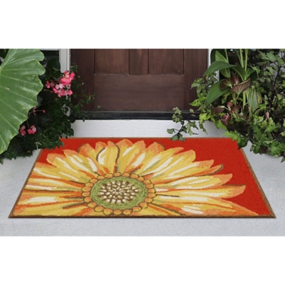 Transocean Deckside Happy Flower Outdoor 2' x 3' Accent Rug, Red, large