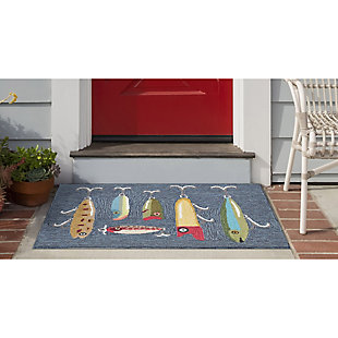Transocean Deckside Fishing Lures Outdoor 2' x 3' Accent Rug, Gray, rollover