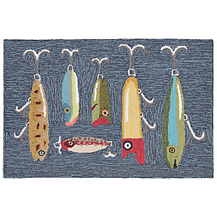 Transocean Deckside Fishing Lures Outdoor 2' x 3' Accent Rug, Gray, large
