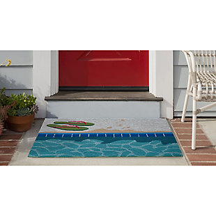 Transocean Deckside Time To Splash Outdoor 2' x 3' Accent Rug, Blue, rollover