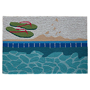 Transocean Deckside Time To Splash Outdoor 2' x 3' Accent Rug, Blue, large