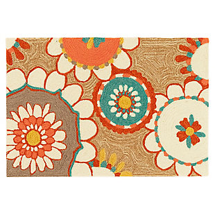 Transocean Highlands Venetian Blooms Outdoor 2' X 3' Accent Rug, Sand, large