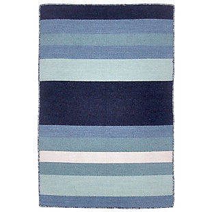 Transocean Spencer Fun Stripe Outdoor 2' x 3' Accent Rug, Blue, large
