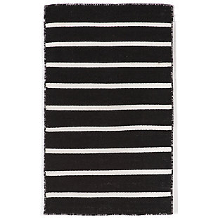 Transocean Spencer Pencil Stripe Outdoor 2' x 3' Accent Rug, Black, large