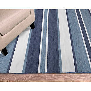 Transocean Spencer Shadow Stripe Outdoor 2' x 3' Accent Rug, Navy, rollover