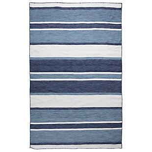 Transocean Spencer Shadow Stripe Outdoor 5' x 7'6" Area Rug, Navy, large