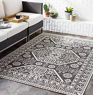 This rug from the Eagean Collection features a compelling global-inspired design brimming with elegance and grace. The perfect addition to any home, it will bring eclectic flair to your decor with ease. This meticulously woven piece boasts durability and provides natural charm.Made of polypropylene | Machine woven | No backing | Indoor/outdoor safe | Spot clean only | Rug pad recommended | Imported