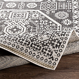 This rug from the Eagean Collection features a compelling global-inspired design brimming with elegance and grace. The perfect addition to any home, it will bring eclectic flair to your decor with ease. This meticulously woven piece boasts durability and provides natural charm.Made of polypropylene | Machine woven | No backing | Indoor/outdoor safe | Spot clean only | Rug pad recommended | Imported
