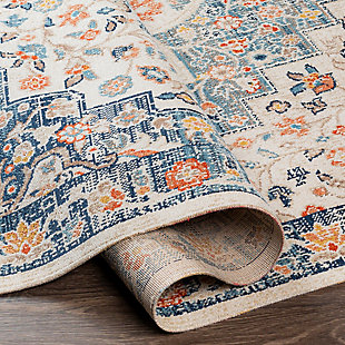 This rug from the Huntington Beach Collection showcases a traditional-inspired design that exemplifies timeless styles of elegance, comfort and sophistication. The meticulously woven piece boasts durability and provides natural charm to your decor.Made of polyester | Machine woven | Low pile | No backing | Indoor/outdoor safe | Spot clean only | Rug pad recommended | Imported