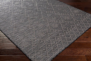 This rug from the Pasadena Collection showcases a traditional-inspired design that exemplifies timeless styles of elegance, comfort and sophistication. The meticulously woven piece boasts durability and provides natural charm to your decor. Made of polypropylene | Machine woven | No backing | Indoor/outdoor safe | Spot clean only | Rug pad recommended | Imported